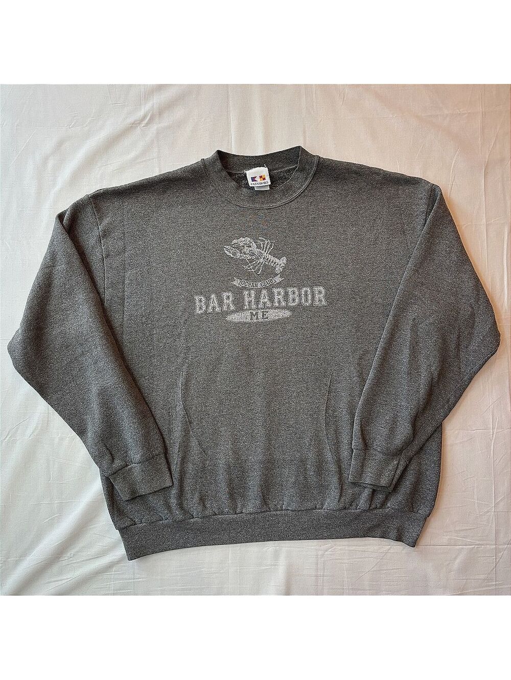 VTG 90s Bar Harbor Maine Gray Sweatshirt Castaways Ocean Club Lobster Graphic XL